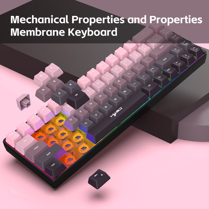 68 Key Gradient Wired Film Keyboard 25 Key Conflict-Free Two-Color Injection Keycap Rgb Backlight - Image 4